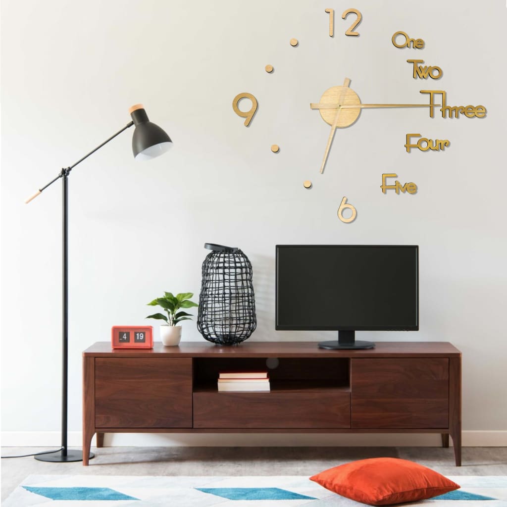 Vidaxl 3D wall clock Modern XXL 100 cm gold colored