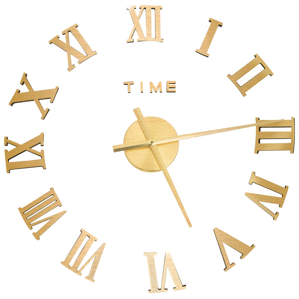 Vidaxl 3d Wall Clock Moderne xxl 100 cm guldfarvet