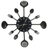 Vidaxl Reloj de pared Spoon y Fork 40 cm de aluminio Negro