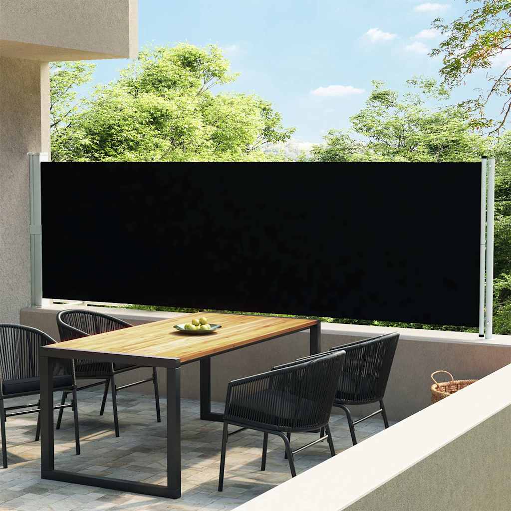 Schermo del giardino Vidaxl estensibile 140x600 cm nero