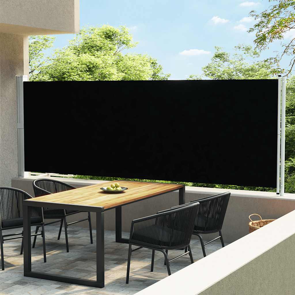 Schermata del giardino Vidaxl estendibile 600x160 cm nero