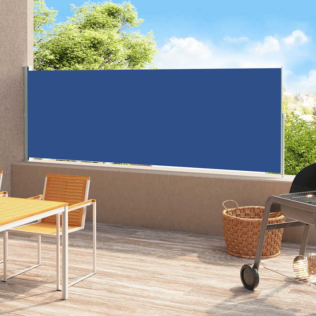 Schermo del giardino Vidaxl estendibile 180x500 cm blu