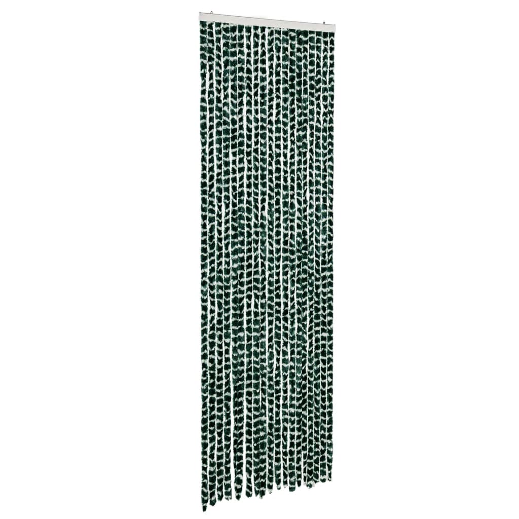 Vidaxl Fly Curtain 56x185 cm Chenille verde e bianco