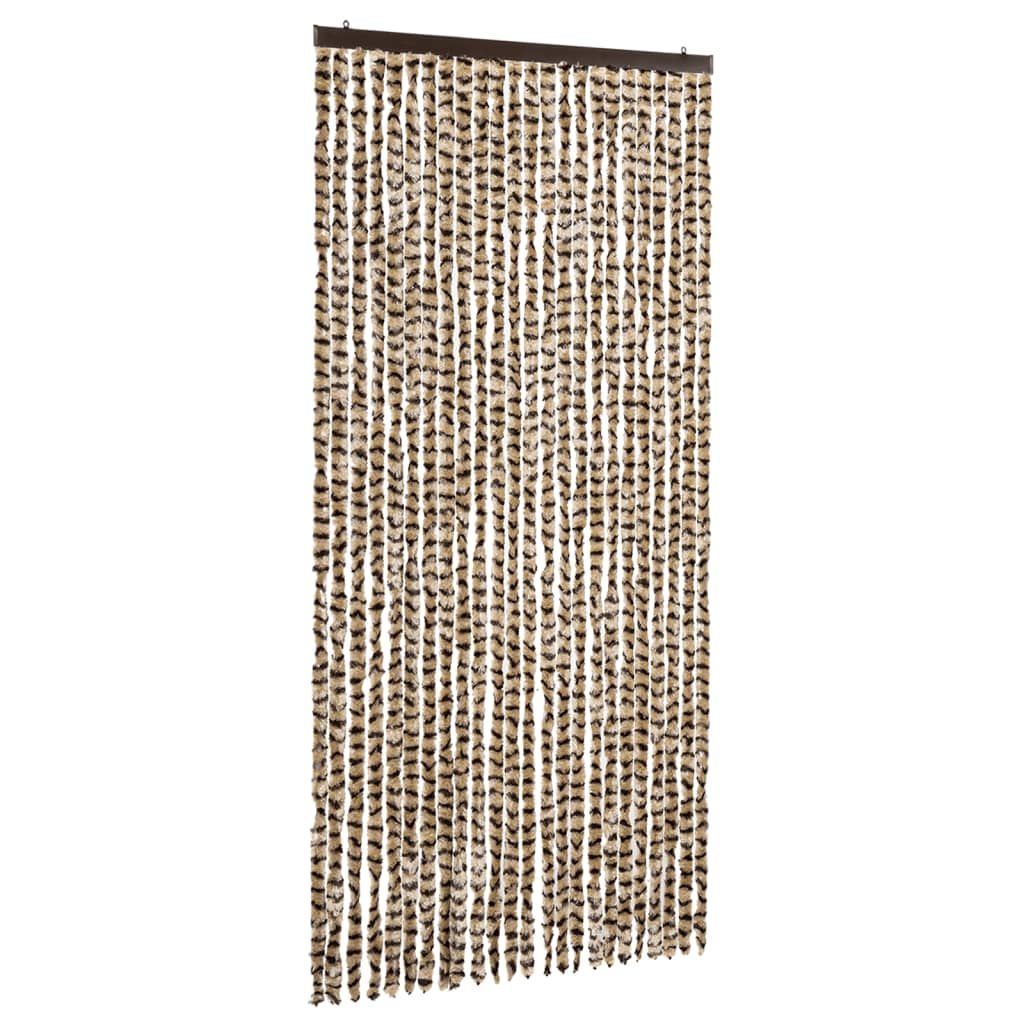 Cortina de mosca Vidaxl 100x220 cm chenille beige y marrón