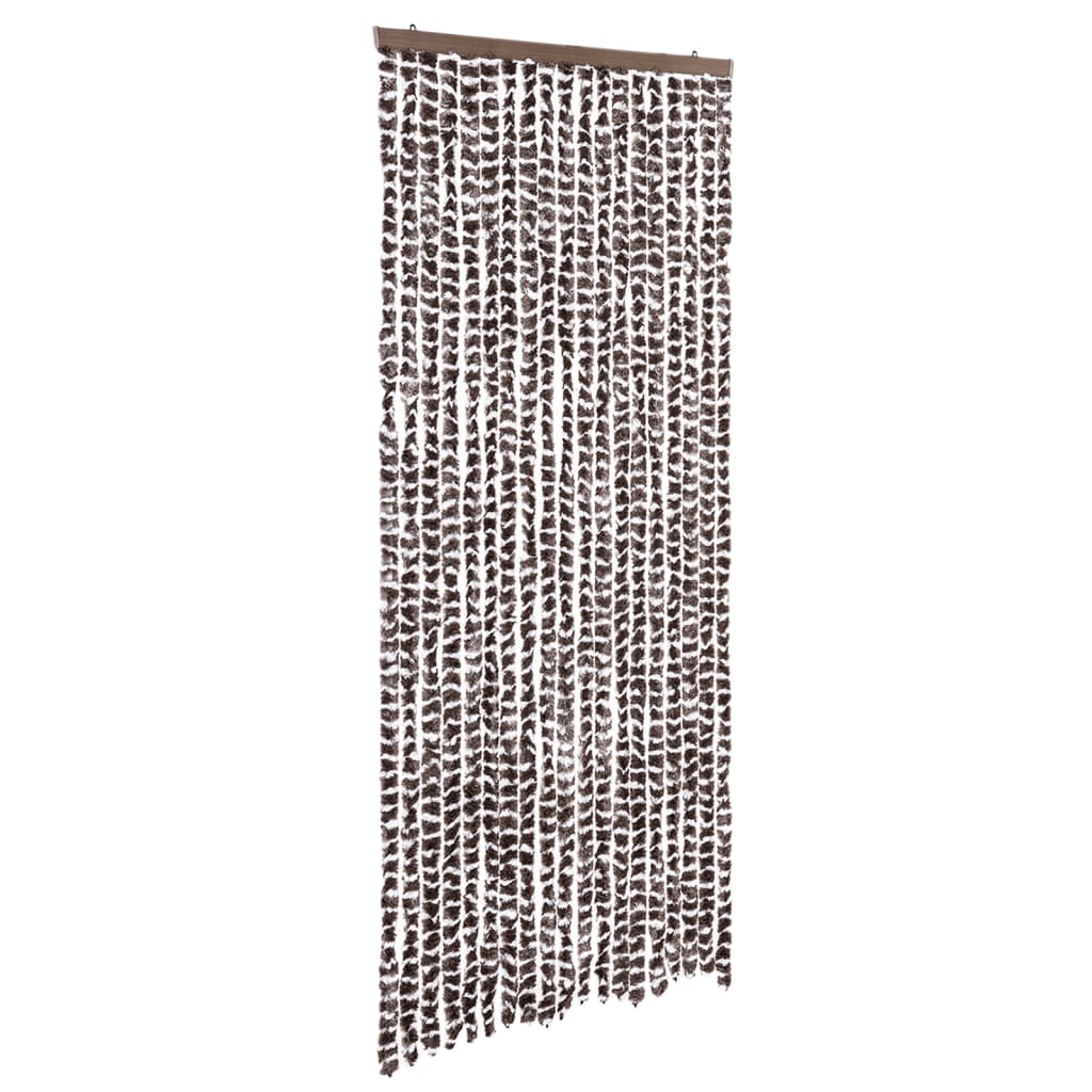 Vidaxl Fly Curtain 56x185 cm Chenille Brown and White