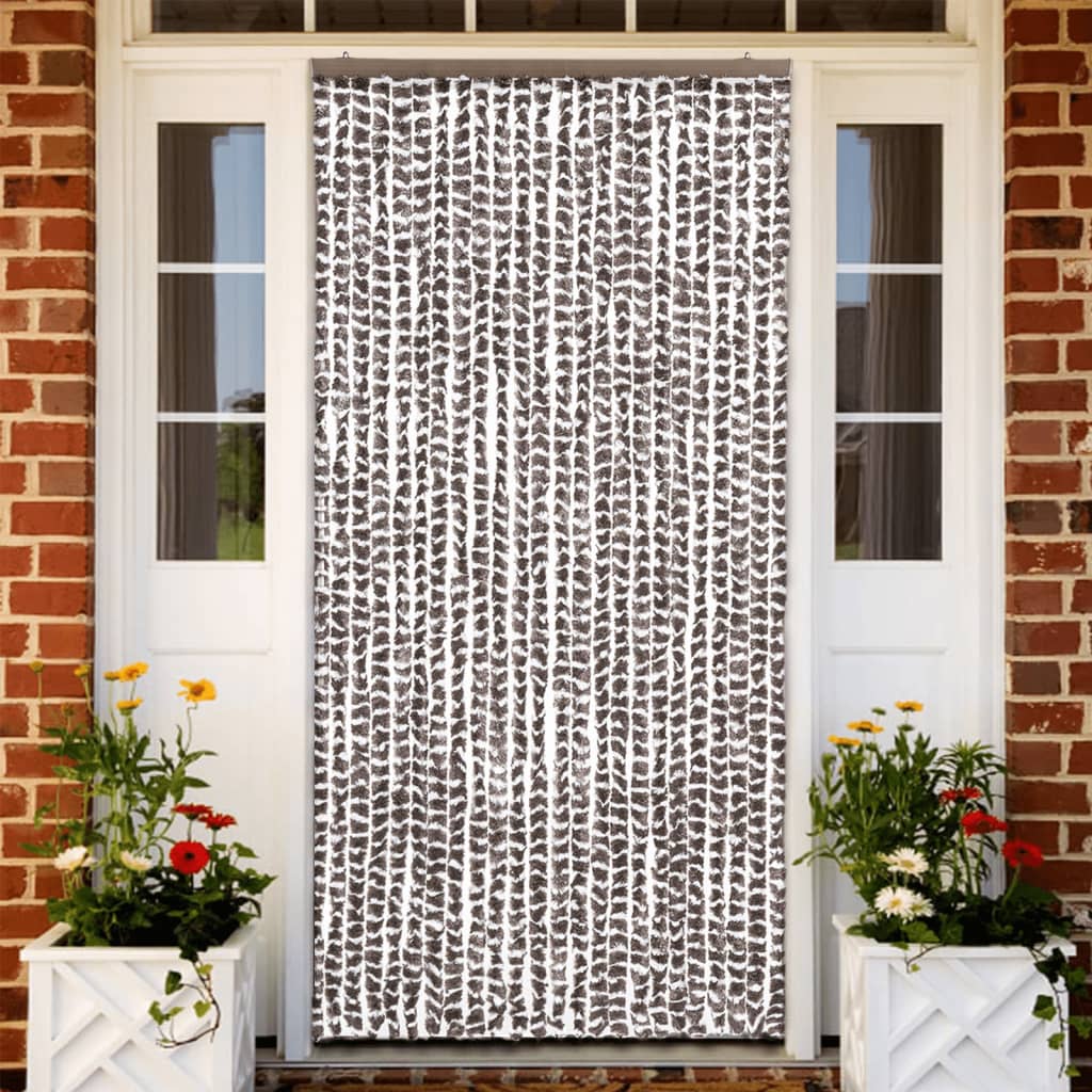 Vidaxl fléien Rido am 100x220 cm Chenille Taupe a wäiss