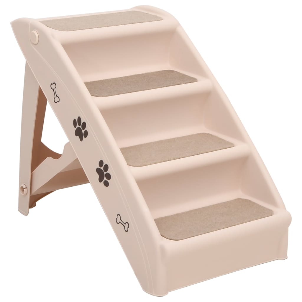 Vidaxl dog staircase foldable 62x40x49.5 cm cream