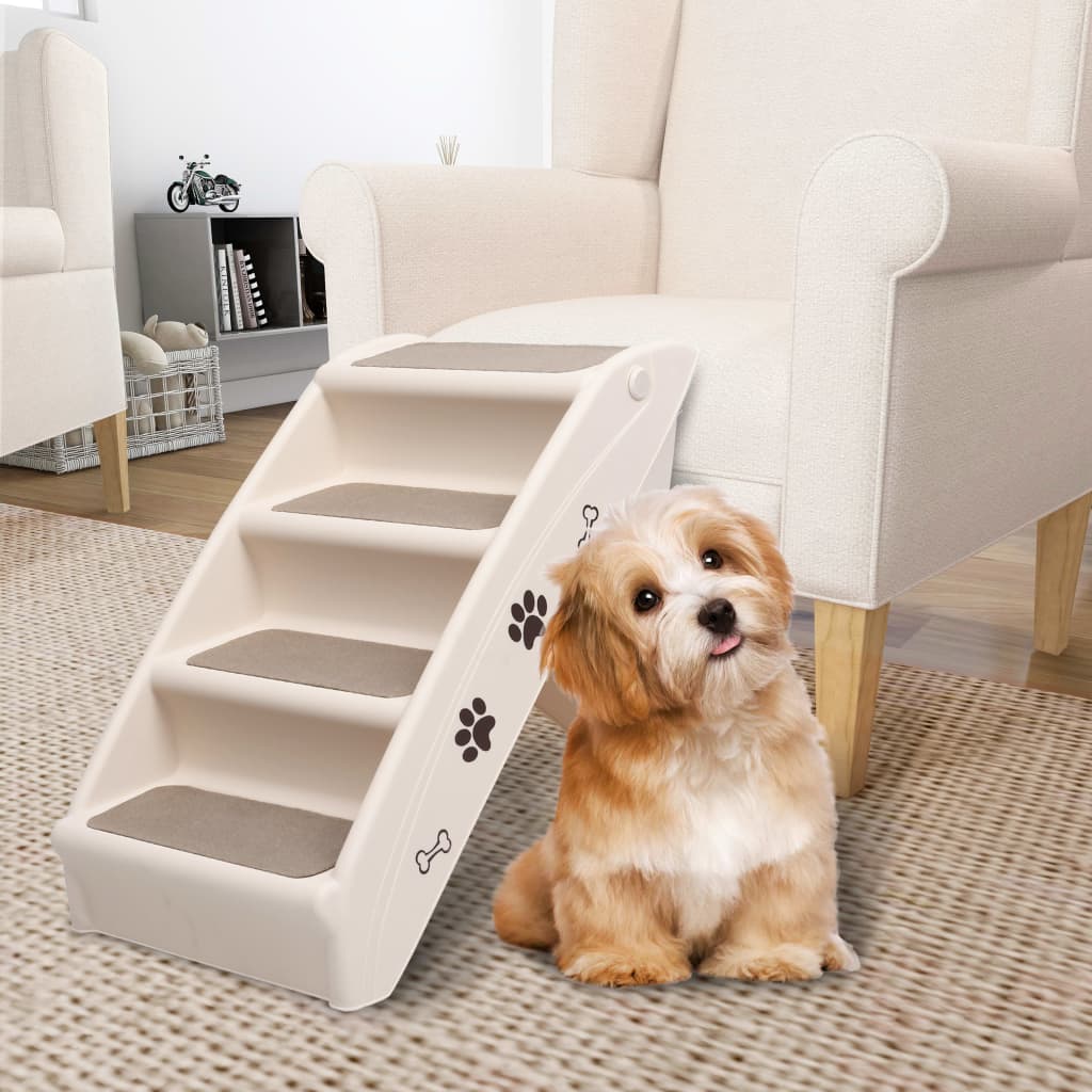 Vidaxl Dog Staircase Foldbar 62x40x49,5 cm krem