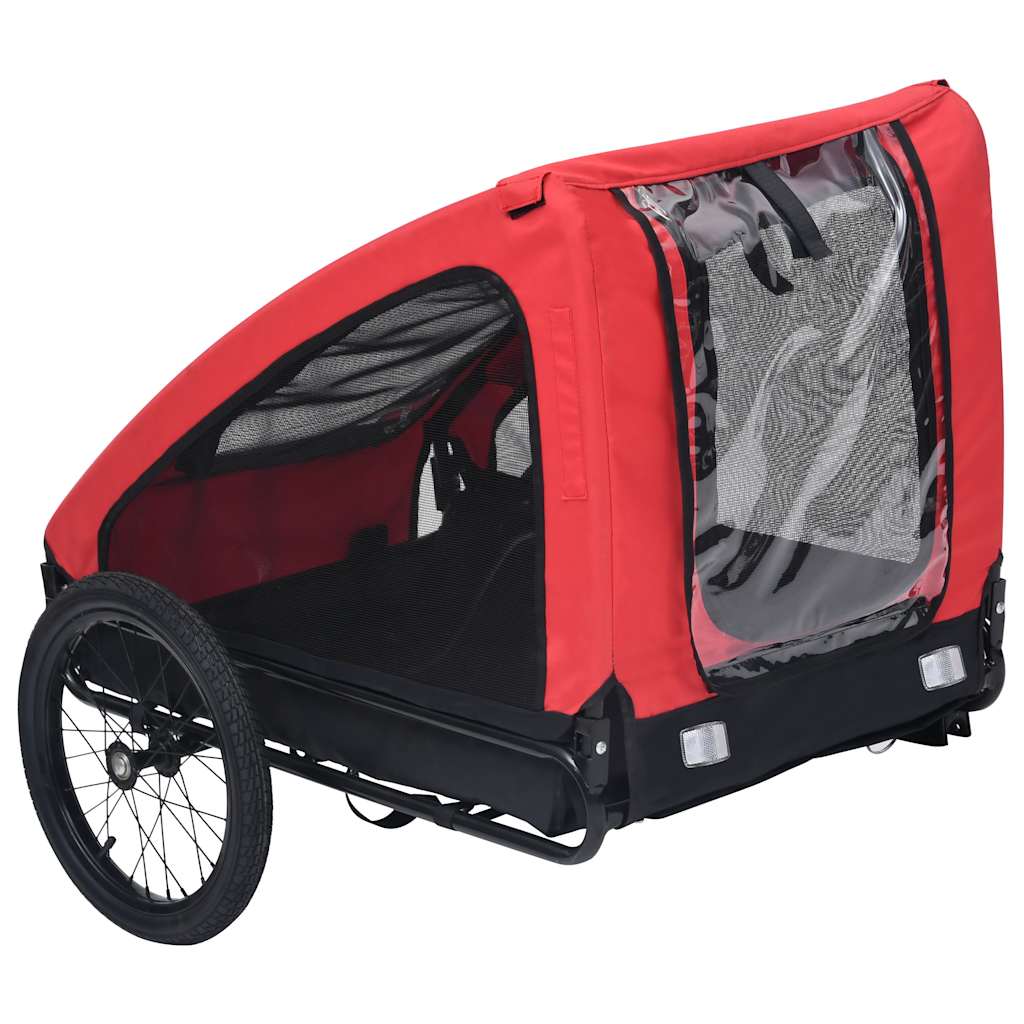 Trailer de bicicleta de perros de Vidaxl rojo y negro