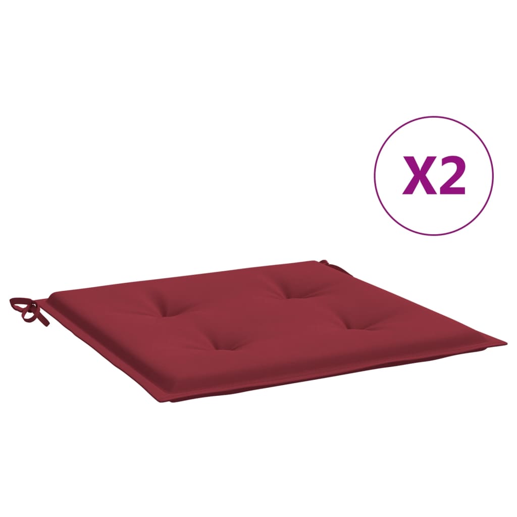 Vidaxl Garden Cushions 2 St 40x40x3 cm Vino in tessuto Oxford rosso