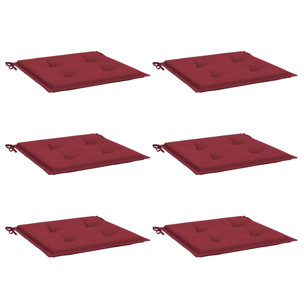 Vidaxl Garden Stol Puder 6 PCS 40x40x3 cm Oxford Stof Vin Rød