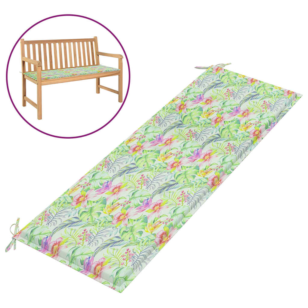 Vidaxl Garden Bench Poduszka 150x50x3 CM Oxford Tkanina Wzór liści