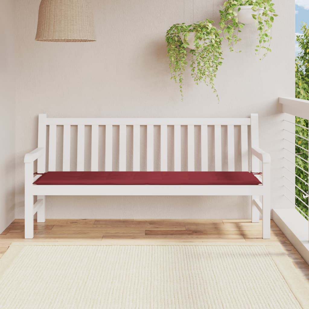 Vidaxl Garden Bench Cushion 180x50x3 cm Vino in tessuto Oxford rosso