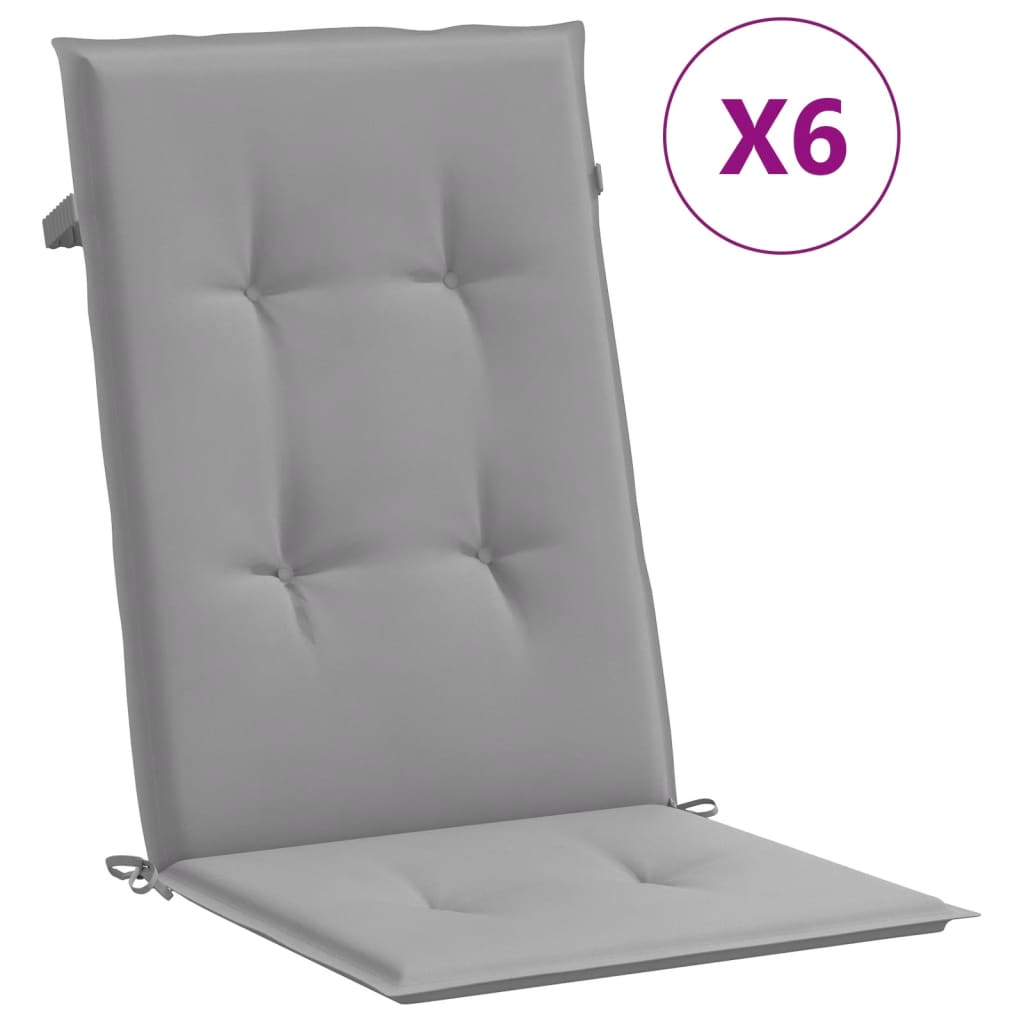 Vidaxl Garden Chair Puter 6 St High Back 120x50x3 cm Stoff grå