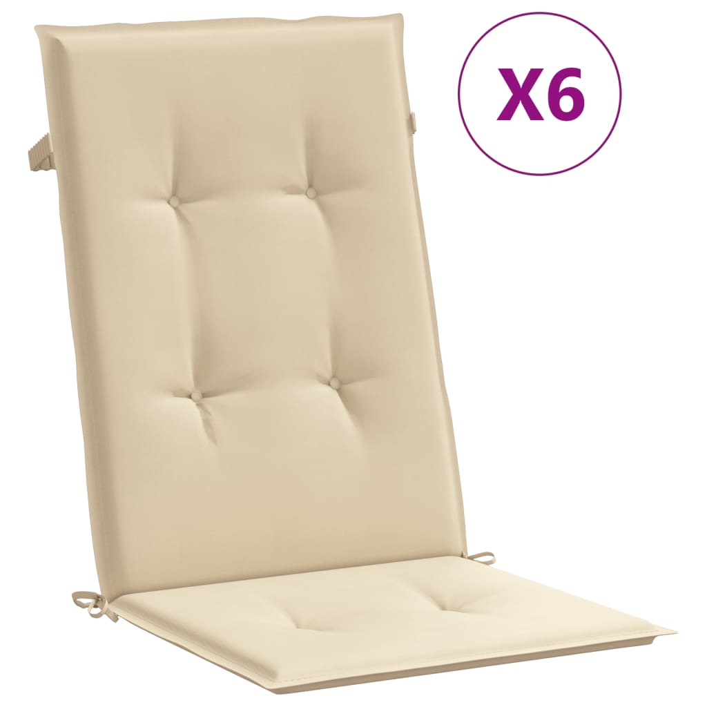 Vidaxl Garden Stol Puder Høj 6 st Høj back 120x50x3 cm stof Beige