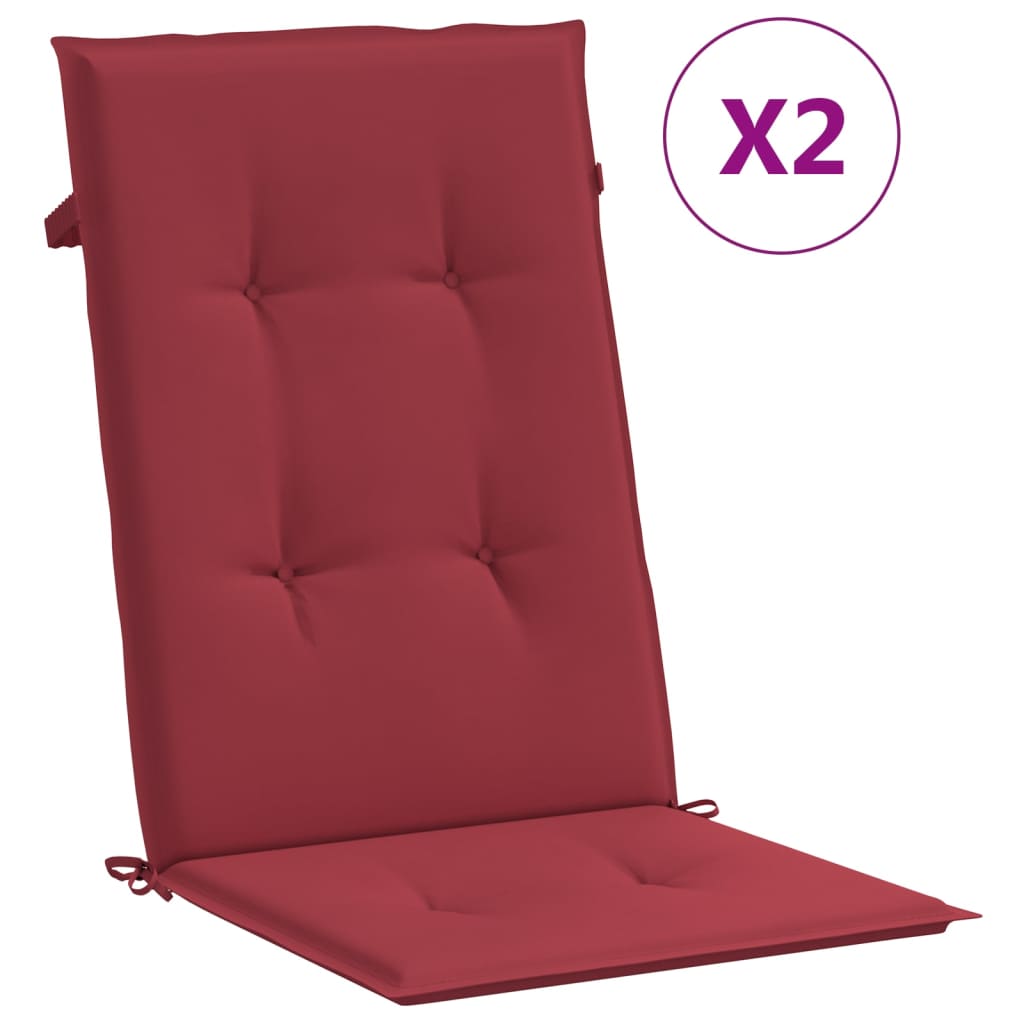 Vidaxl Garden Chair Puter 2 St High Back 120x50x3 cm stoffvin rød