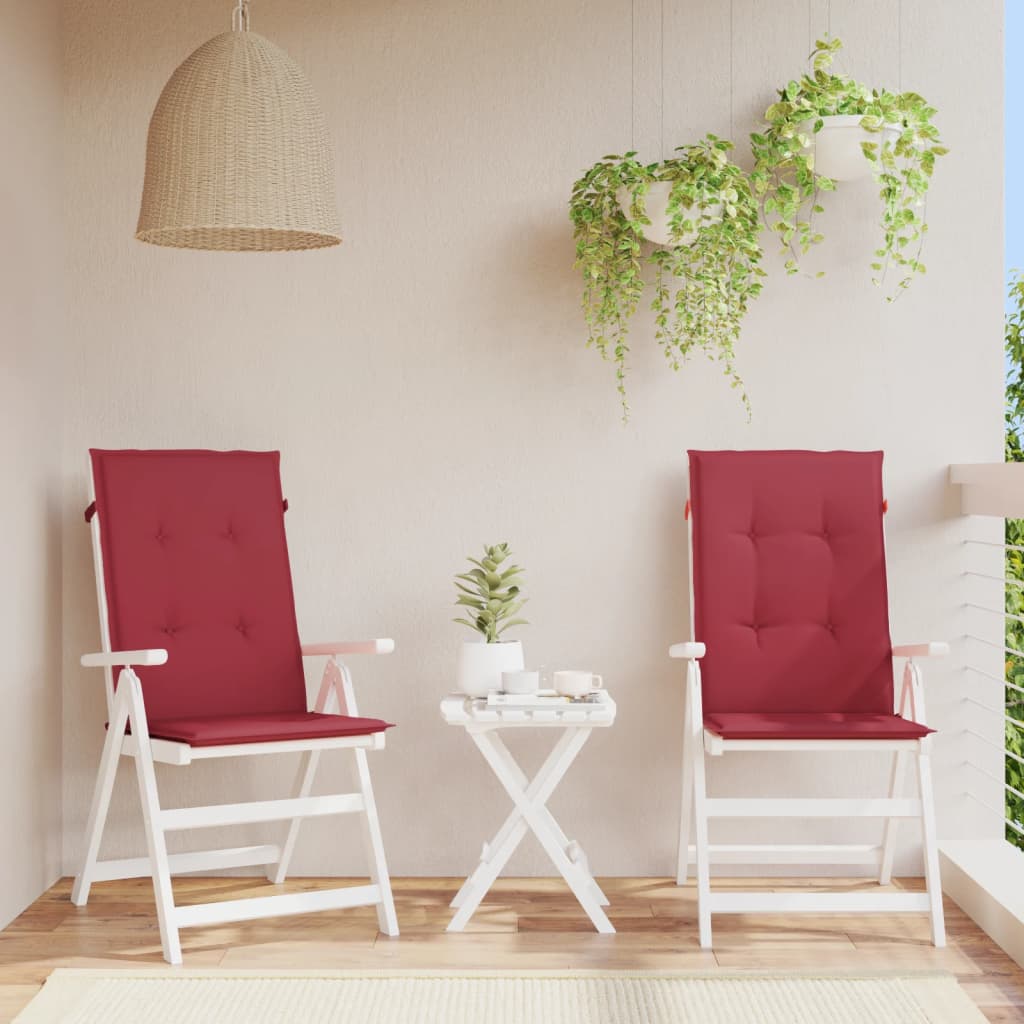 Vidaxl Garden Chair Puter 2 St High Back 120x50x3 cm stoffvin rød