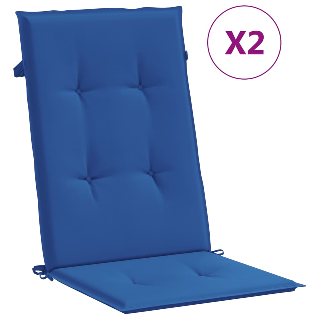 Vidaxl Garden Chair Puter 2 St High Back 120x50x3 cm stoff Kongelig blå