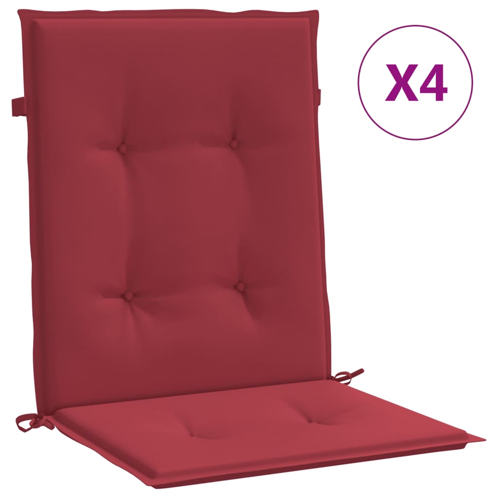 Vidaxl Garden Chair Puter 4 PC -er 100x50x3 cm Oxford stoff vin rød