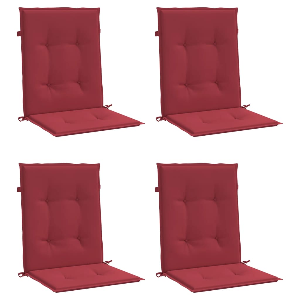 Vidaxl Garden Chair Puter 4 PC -er 100x50x3 cm Oxford stoff vin rød