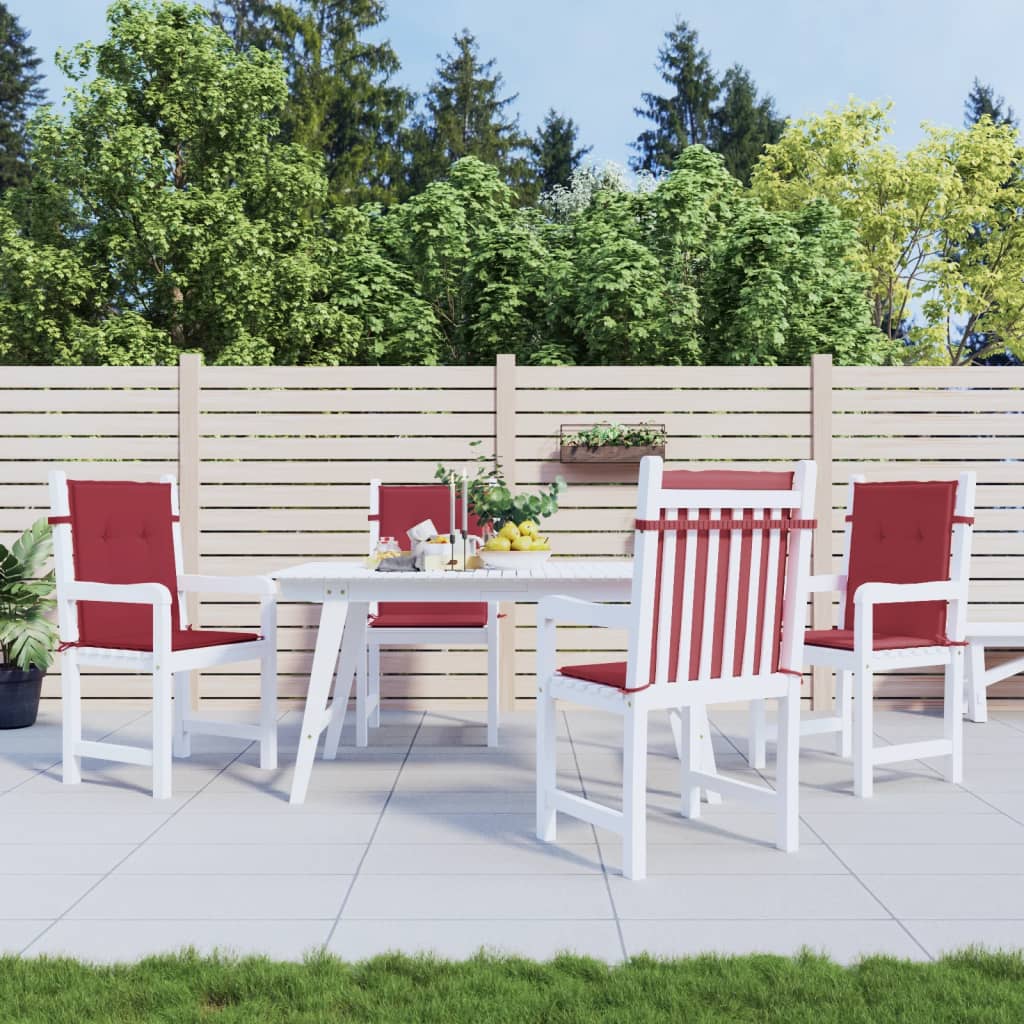 Vidaxl Garden Chair Puter 4 PC -er 100x50x3 cm Oxford stoff vin rød