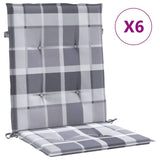 VidaXL Tuinstoelkussens 6 st 100x50x3 cm oxford stof ruitpatroon grijs