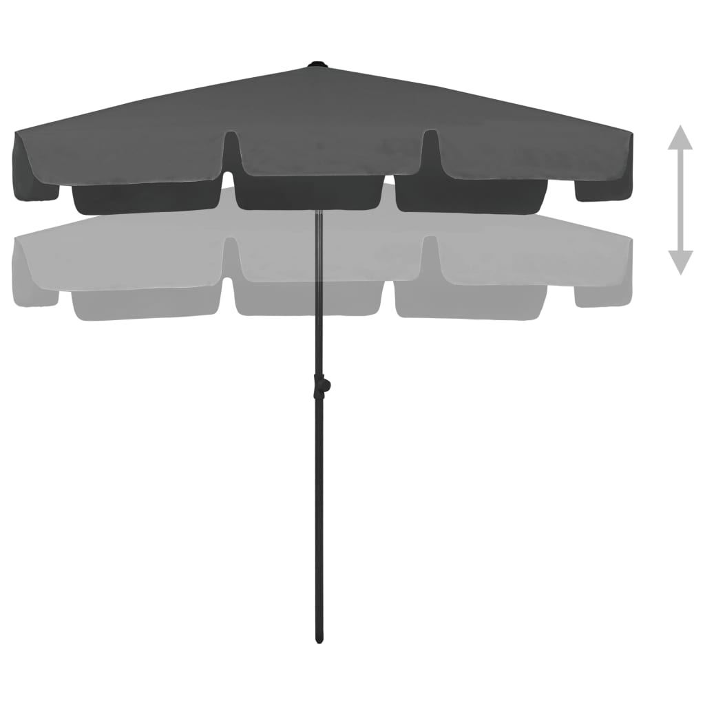 Vidaxl Strandparasol 200x125 cm de antracita