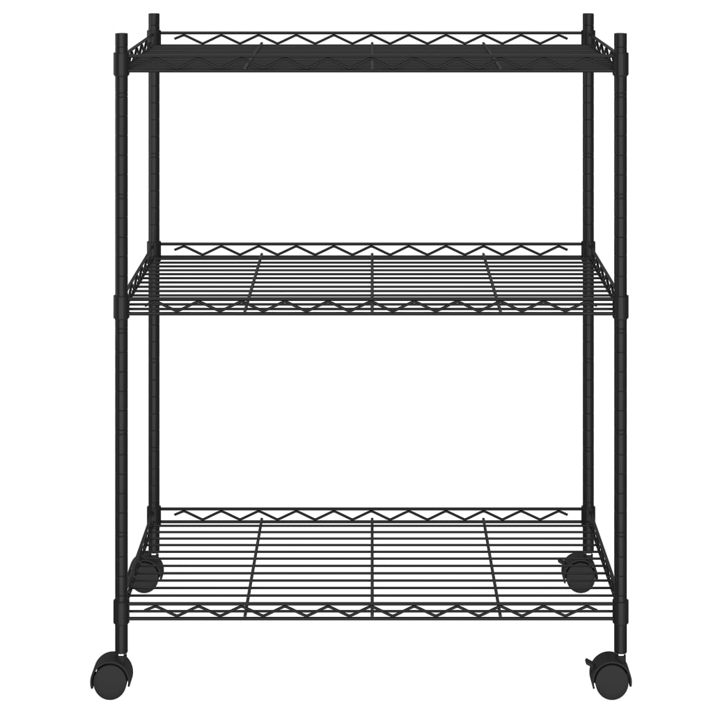 Vidaxl Storage Rack con ruote a 3 strati 60x35x81 cm 150 kg nero