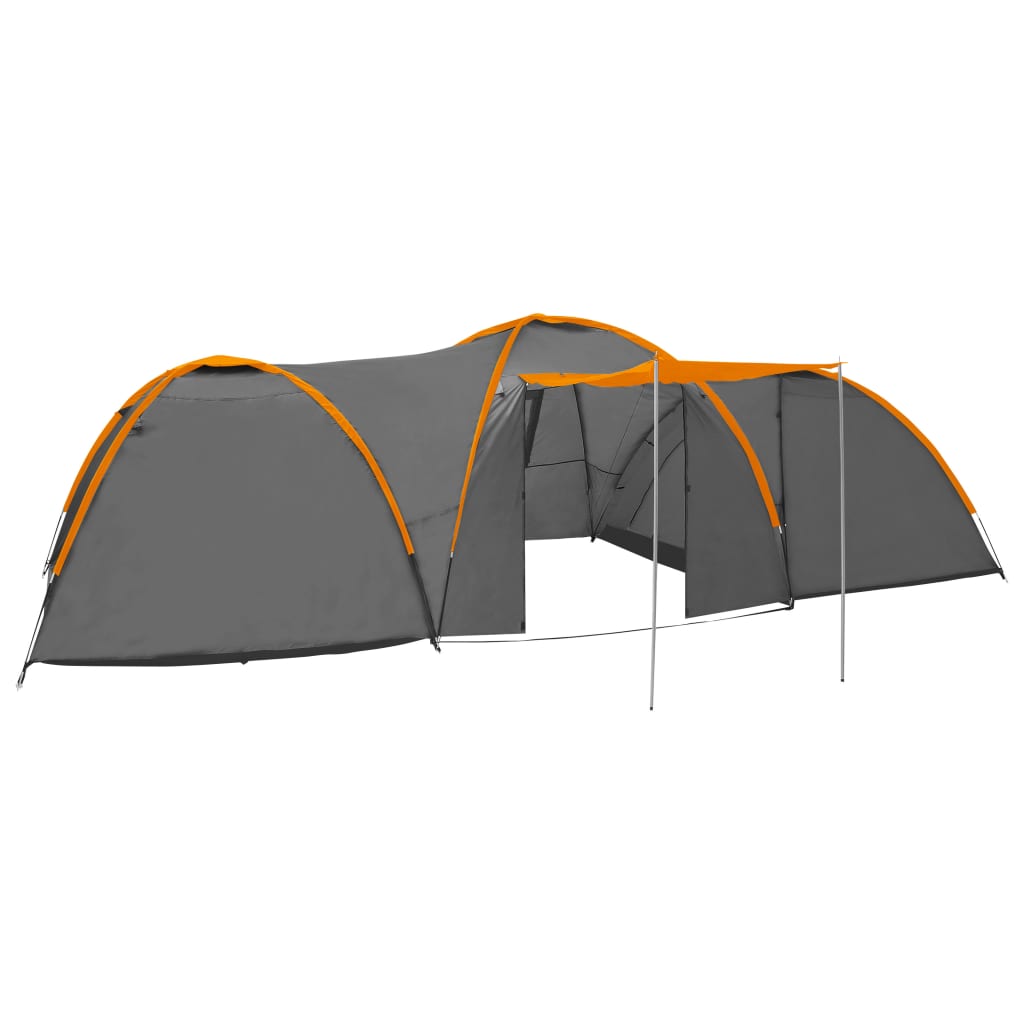 Vidaxl iglotent 8-person 650x240x190 cm šedá a oranžová