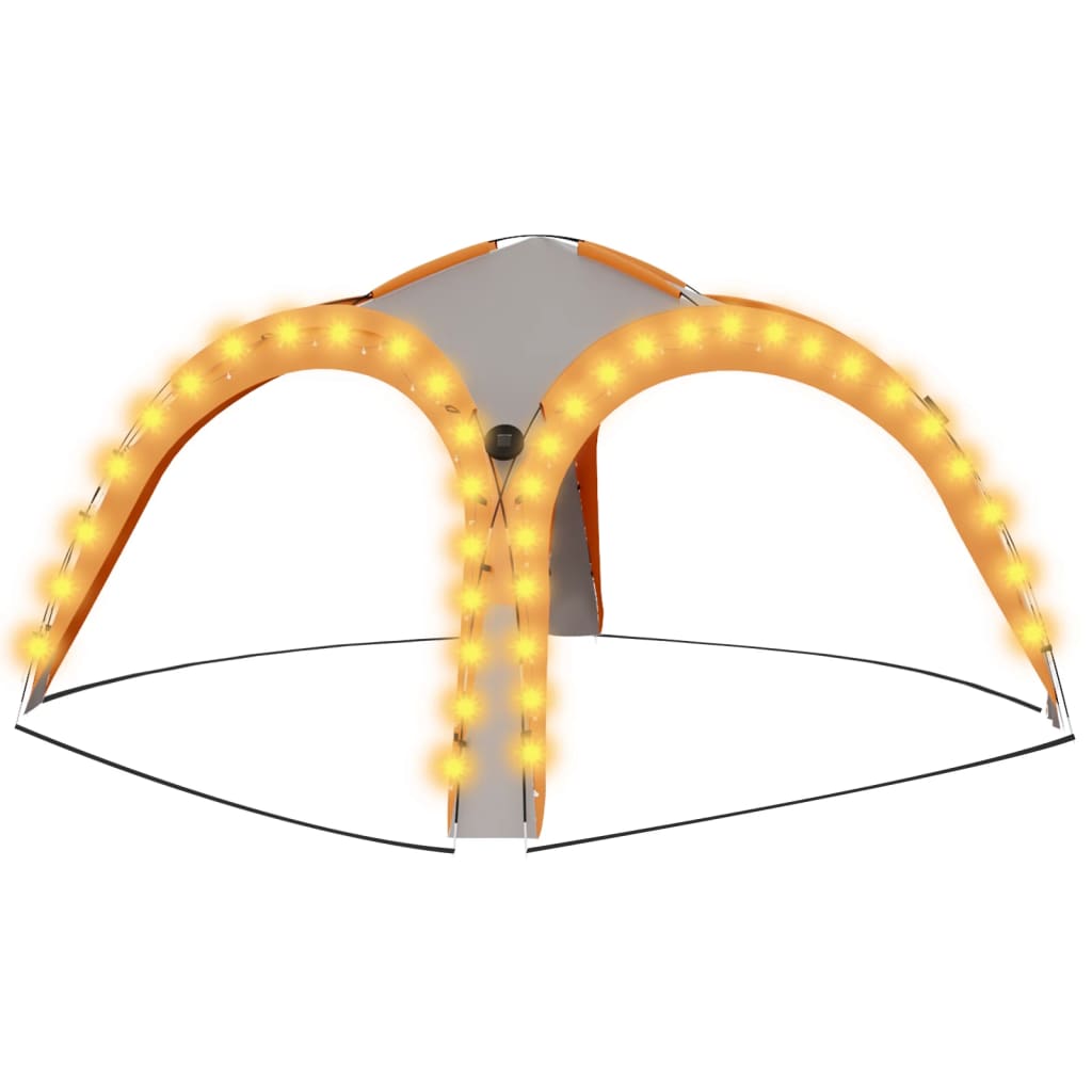 Tienda de fiesta Vidaxl con LED y 4 paredes laterales 3.6x3.6x2.3 m gris y naranja