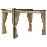 Vidaxl arbor with curtains 3x3 m steel taupe