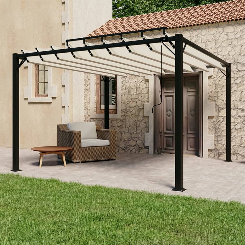 Vidaxl arbor with slat roof 3x3 m dust and aluminum cream -colored