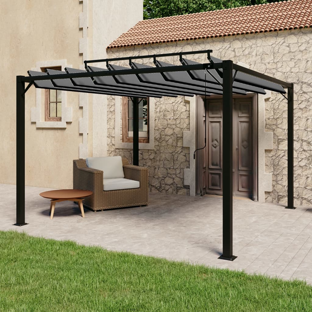 Arbor Vidaxl con techo de listones 3x3 m de polvo y antracita de aluminio