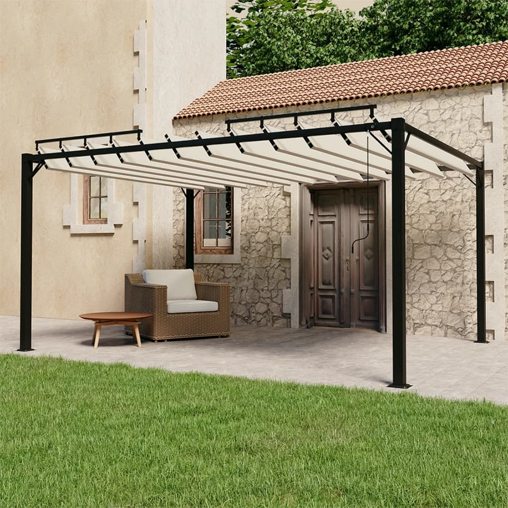 Arbor Vidaxl con techo de listones de 3x4 m de polvo y crema de aluminio