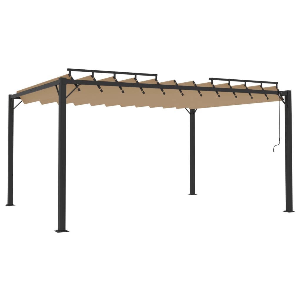 Bidaxl arbor med lamell tak 3x4 m damm och aluminium taupe