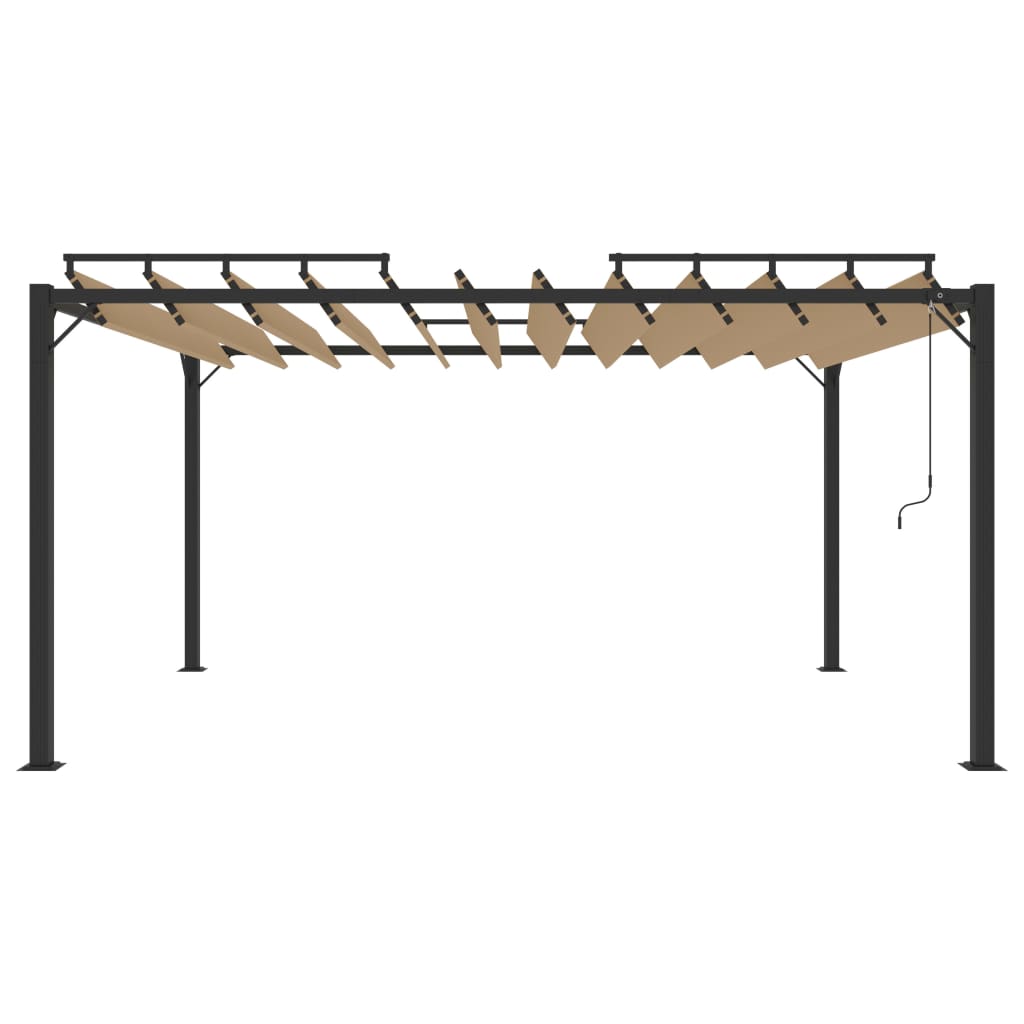 Vidaxl arbor with slat roof 3x4 m dust and aluminum taupe