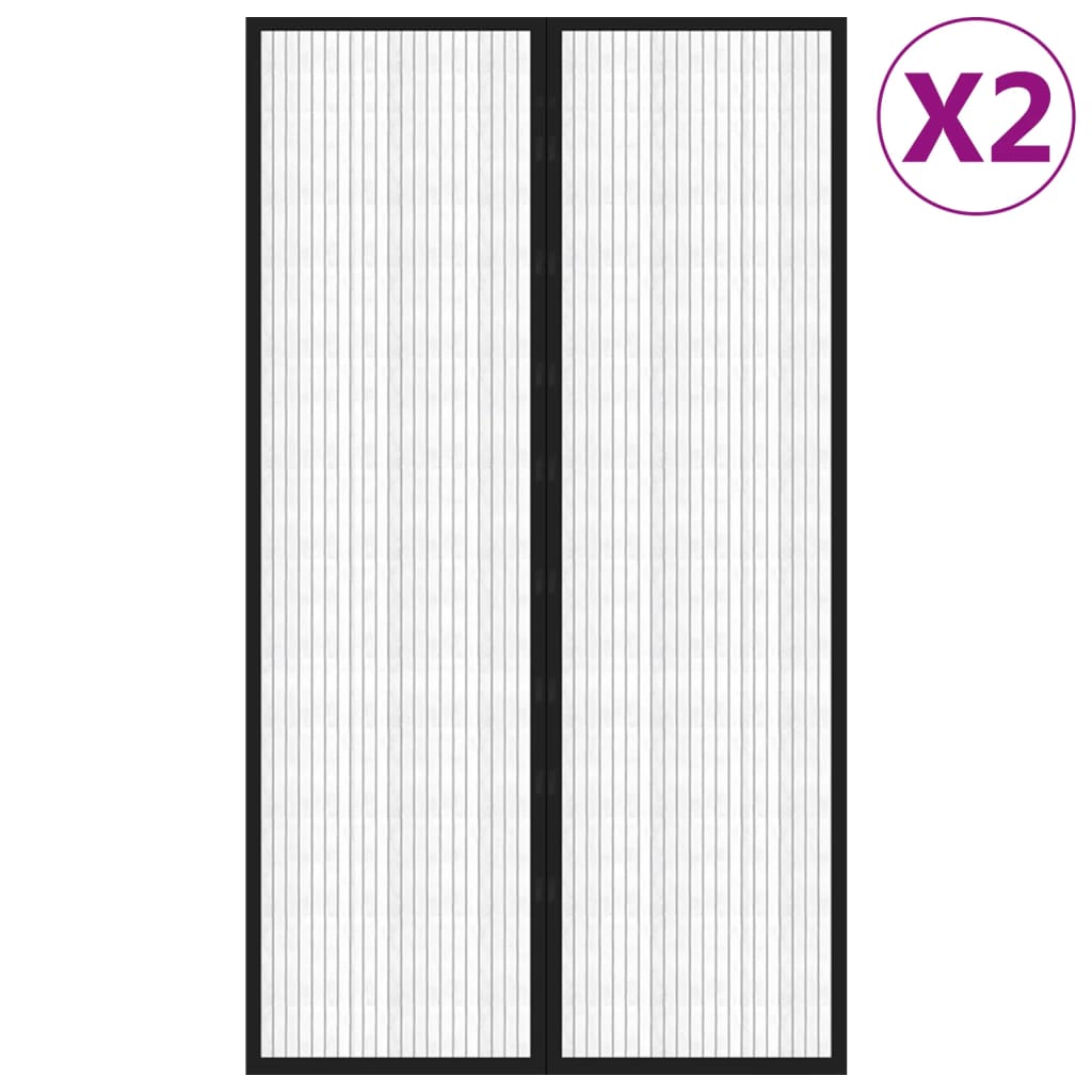 VIDAXL HEDNOTY DVOJE Záclony 2 ks Magnetické 200 x 80 cm černé