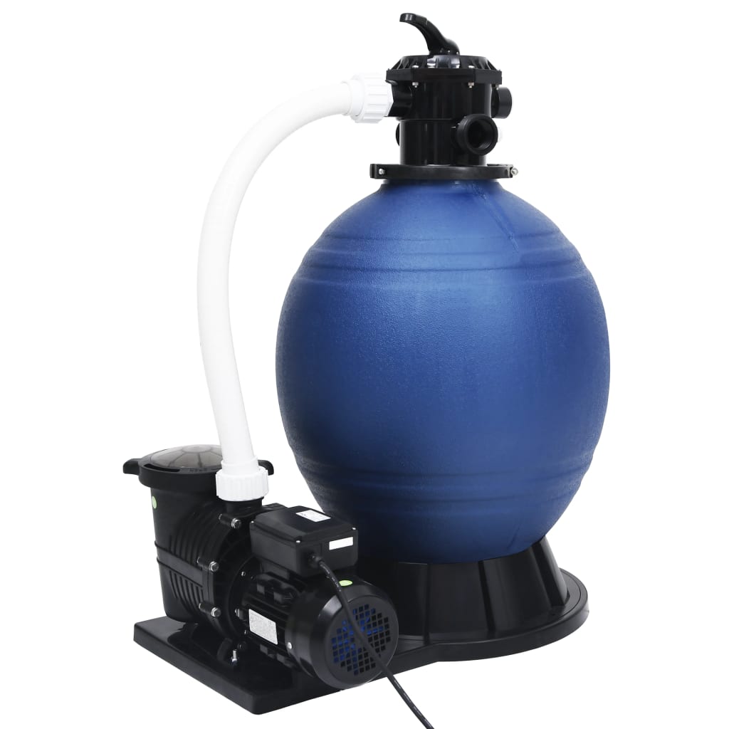 VidaXL Zandfilter met 7 instellingen en 1000 W pomp blauw en zwart