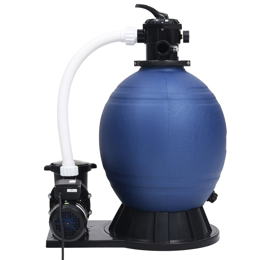 VidaXL Zandfilter met 7 instellingen en 1000 W pomp blauw en zwart