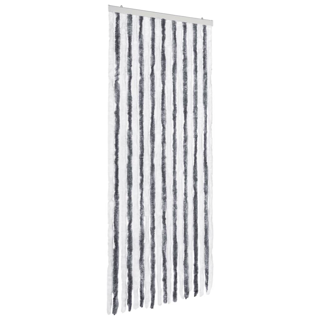 Vidaxl Fly Curtain 56x200 cm Chenille grigio e bianco