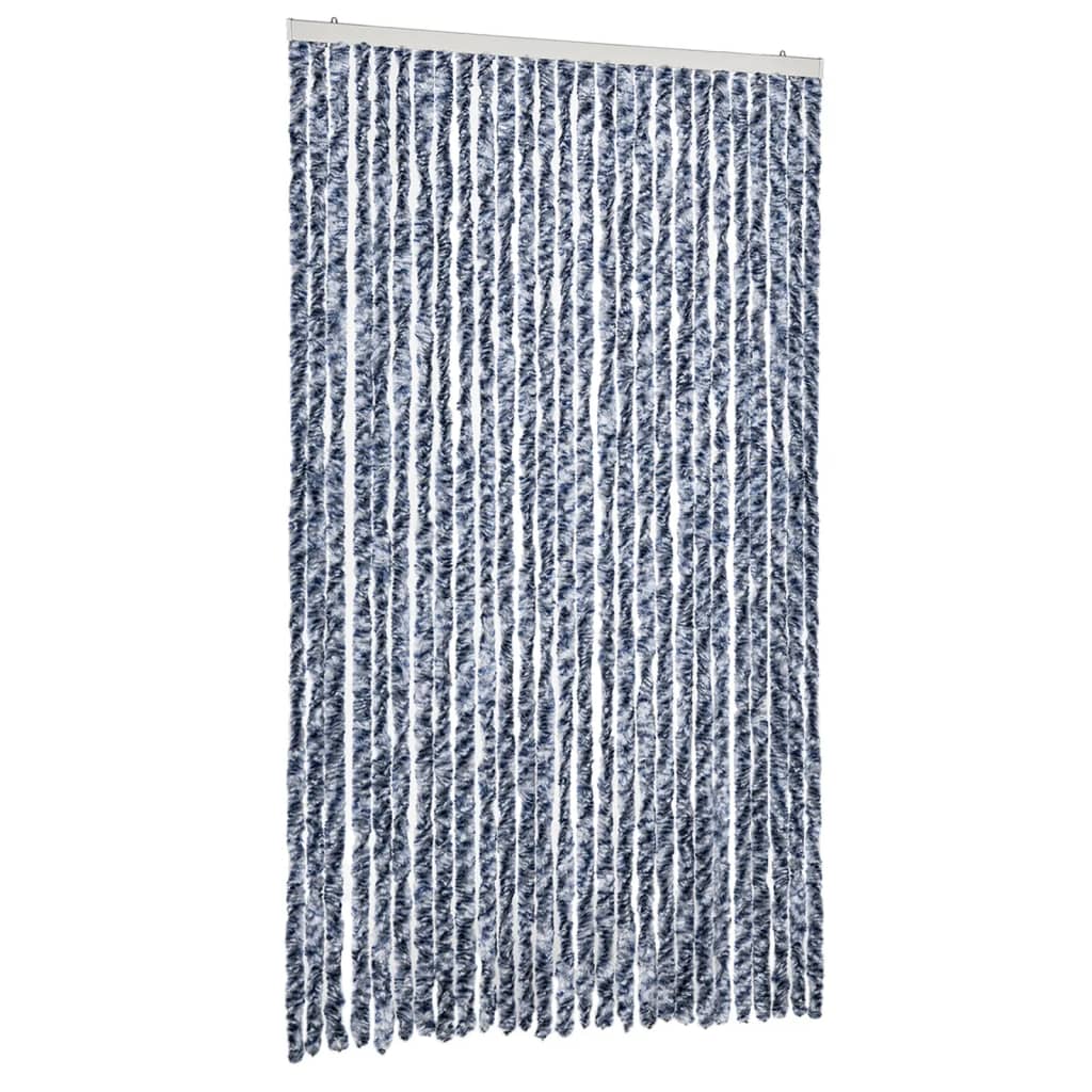 Vidaxl Fly Curtain 118x220 cm Chenille blu e bianco