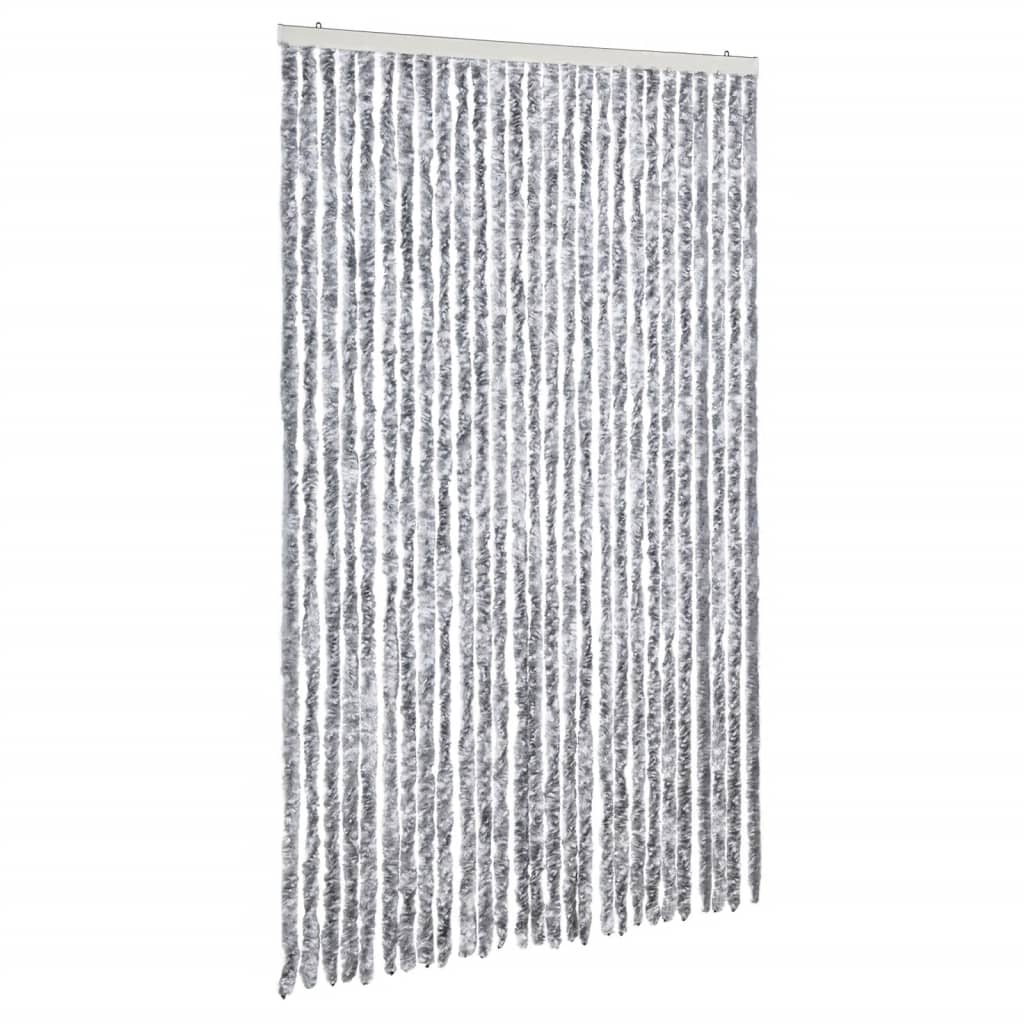 Vidaxl Fly Curtain 118x220 cm Chenille bianco e grigio