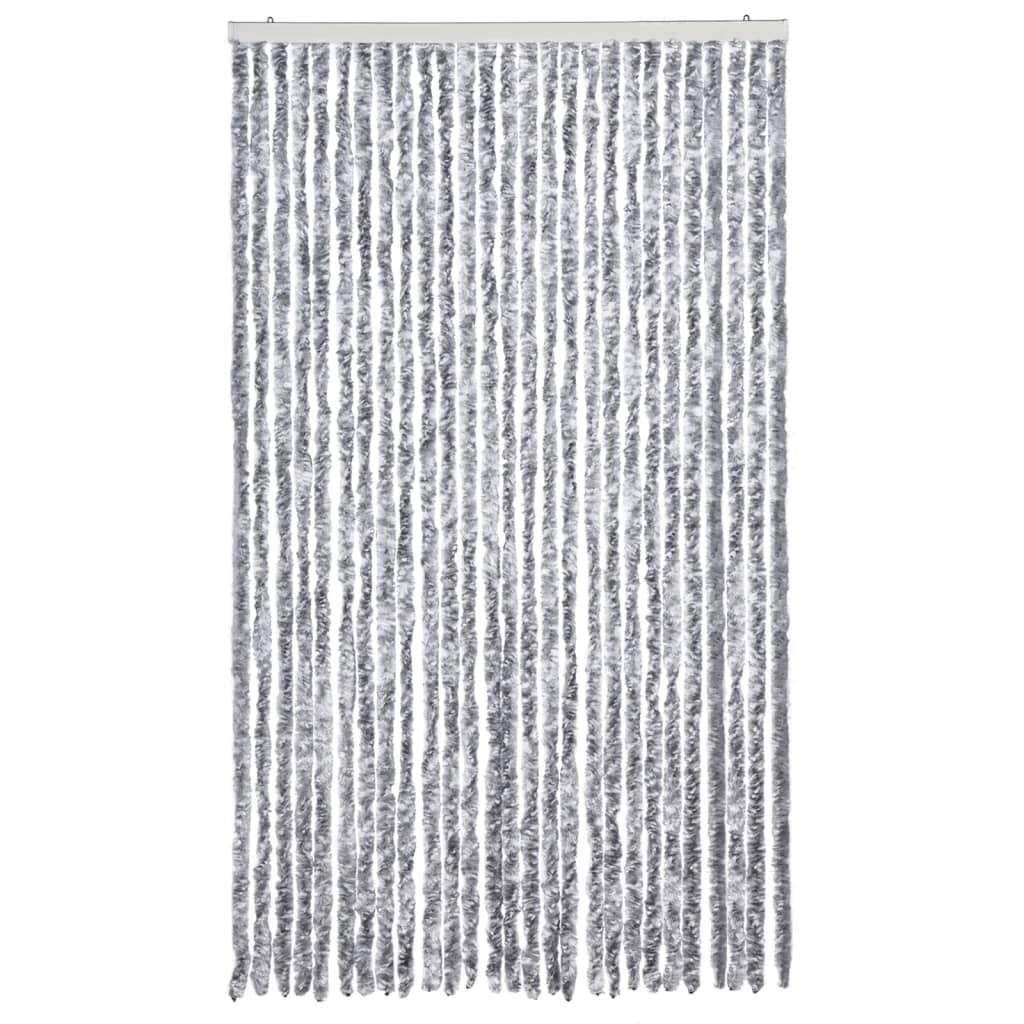 Vidaxl Fly Curtain 118x220 cm Chenille bianco e grigio