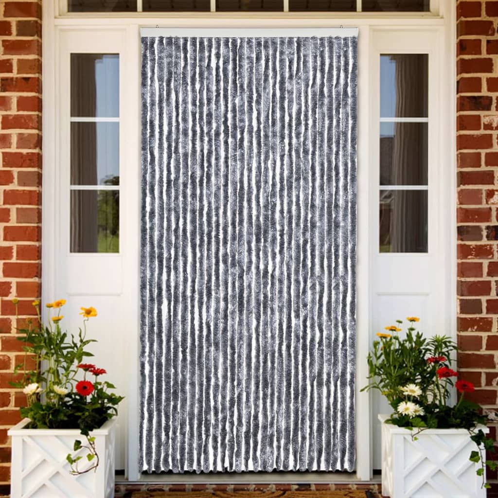 Vidaxl Fly Curtain 118x220 cm Clenille Silver Coloted