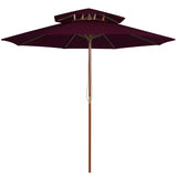 Vidaxl Parasol Double Decker con poste de madera 270 cm Burdeos rojo