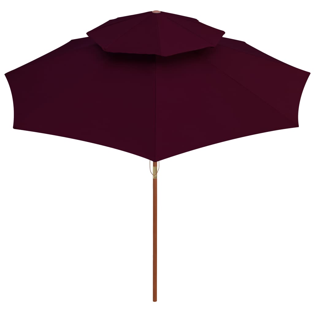 Vidaxl Parasol Double Decker con poste de madera 270 cm Burdeos rojo