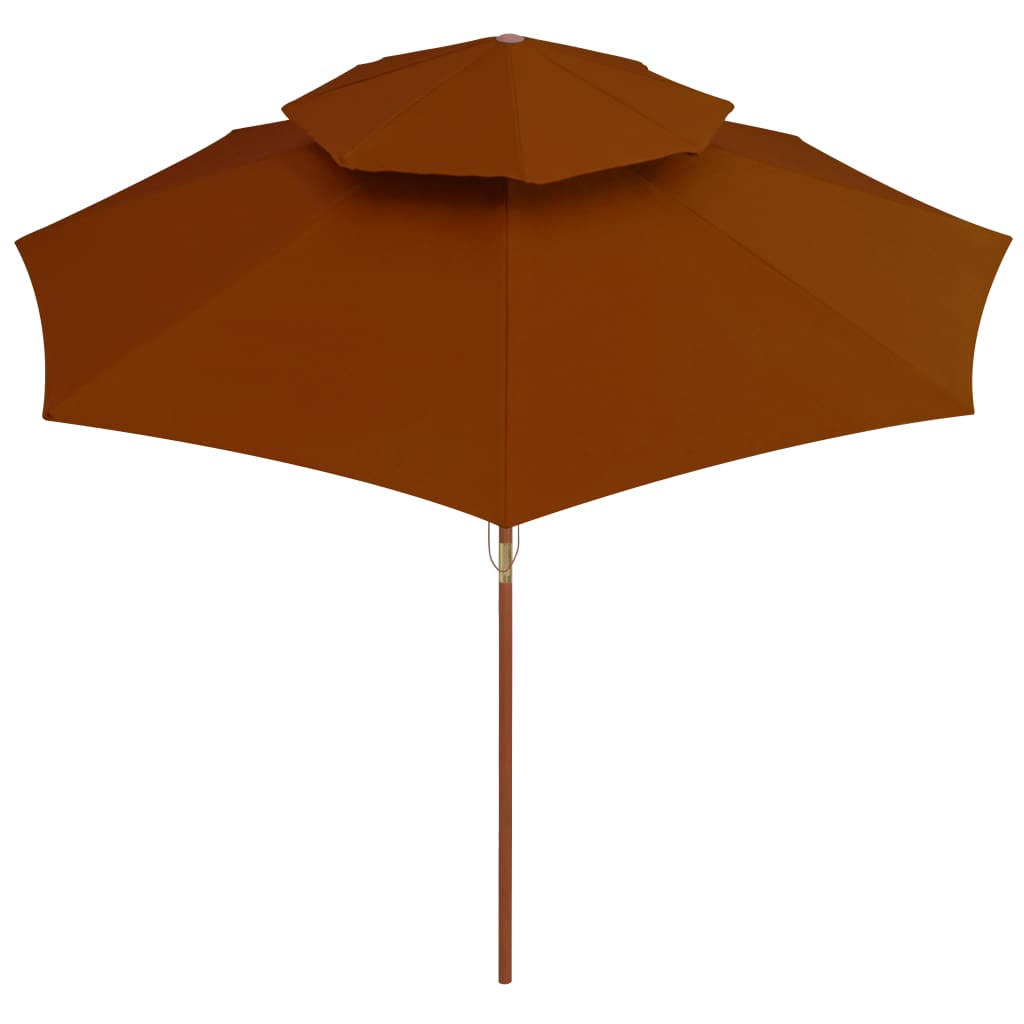 Vidaxl Parasol Doble -Decker con poste de madera 270 cm de terracota -Coled