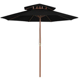 Vidaxl Parasol Double Decker con poste de madera 270 cm negro