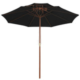 Vidaxl Parasol Double Decker con poste de madera 270 cm negro