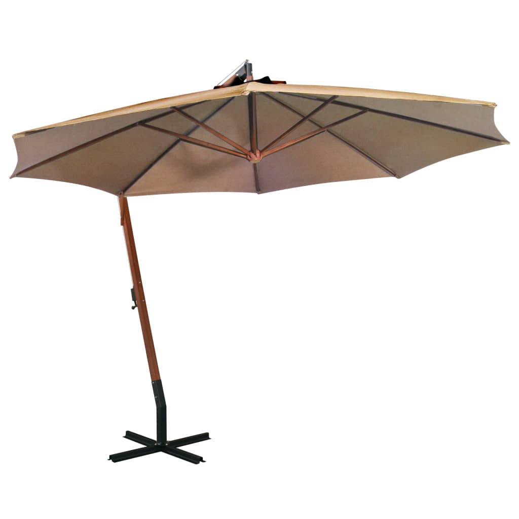 Vidaxl Floating Parasol s pólem 3,5x2,9 m pevná borovice taupe